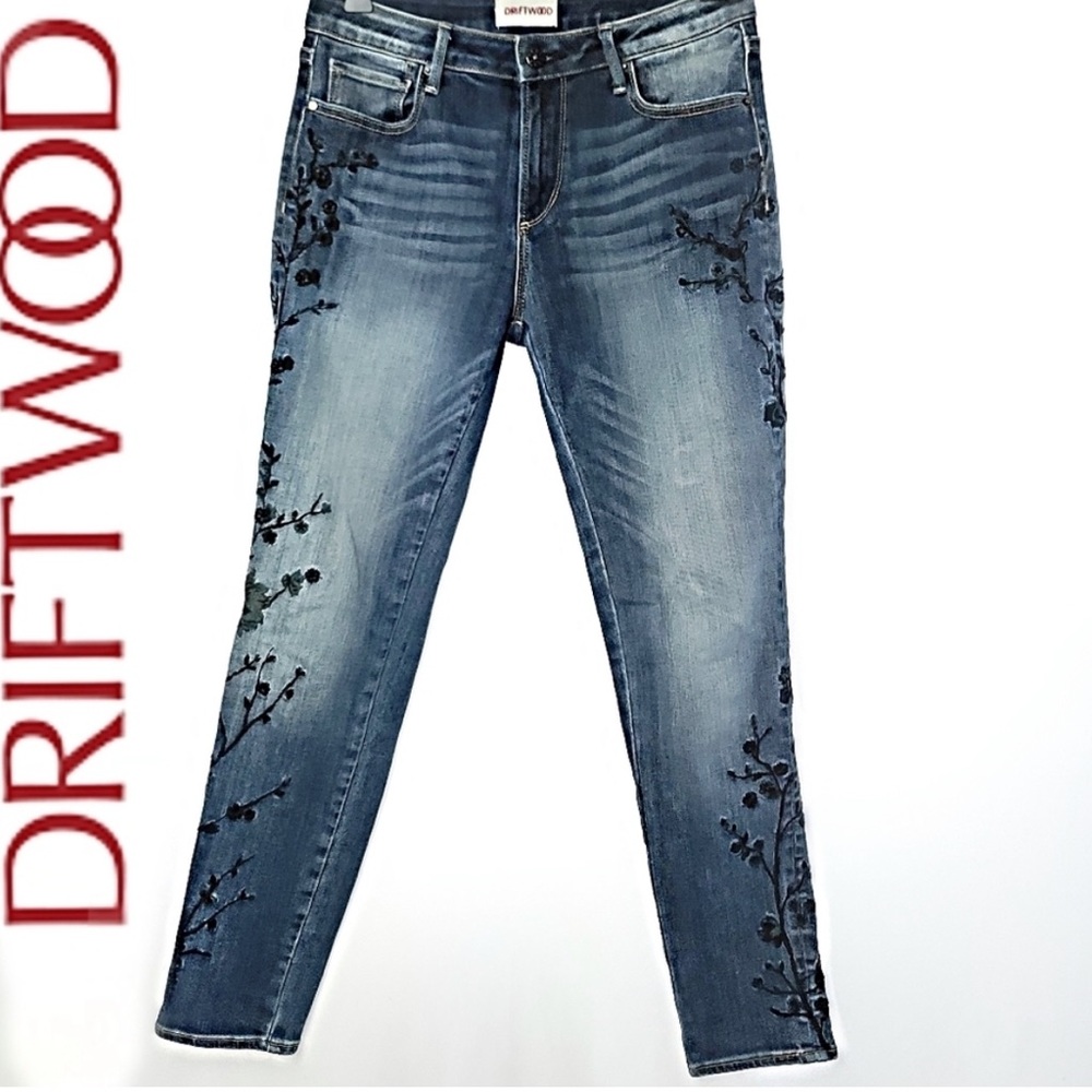 DRIFTWOOD Jackie Embroidered High Rise Skinny Jeans